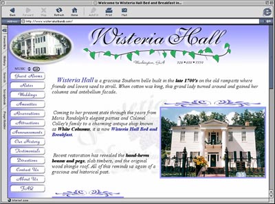 Wisteria Hall B and B homepage